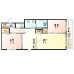 河内花園駅 徒歩7分 2階の物件間取画像